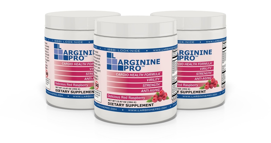 L-ARGININE PRO | L-アルギニンサプリメントパウダー | L-アルギニンプラス1,100mg L-シトルリン(ラズベリー、3瓶)の5,500mg