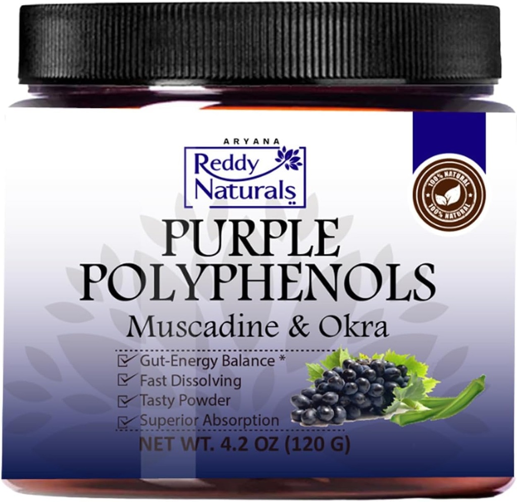 レッドディナチュラルズ - Muscadine Grape Seed Extractとパープルポリフェノールサプリメント - オクラ抽出物、エネルギーと消化の健康のための抗酸化ブレンド(30のサービング)