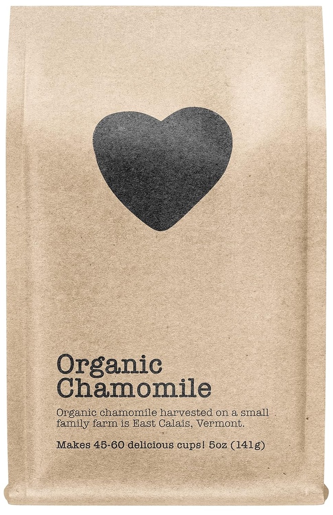 Organic Chamomile, 45-60 Servings, Eco-Conscious Zip Pouch, Caffeine Free, Pure Loose Leaf Tea Grown in America, 5 Ounce (Medium)