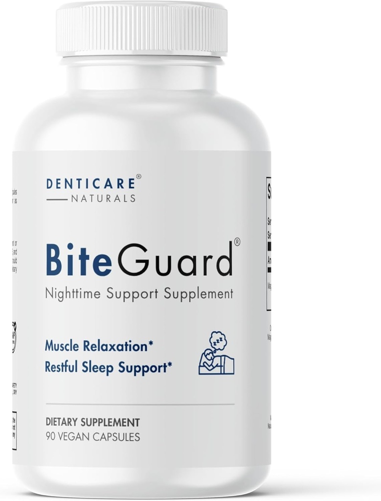 Denticare Bite-Guard for Teeth Grinding & Clenching, TMJ Relief, Calms Jaw with Magnesium - 90 Caps