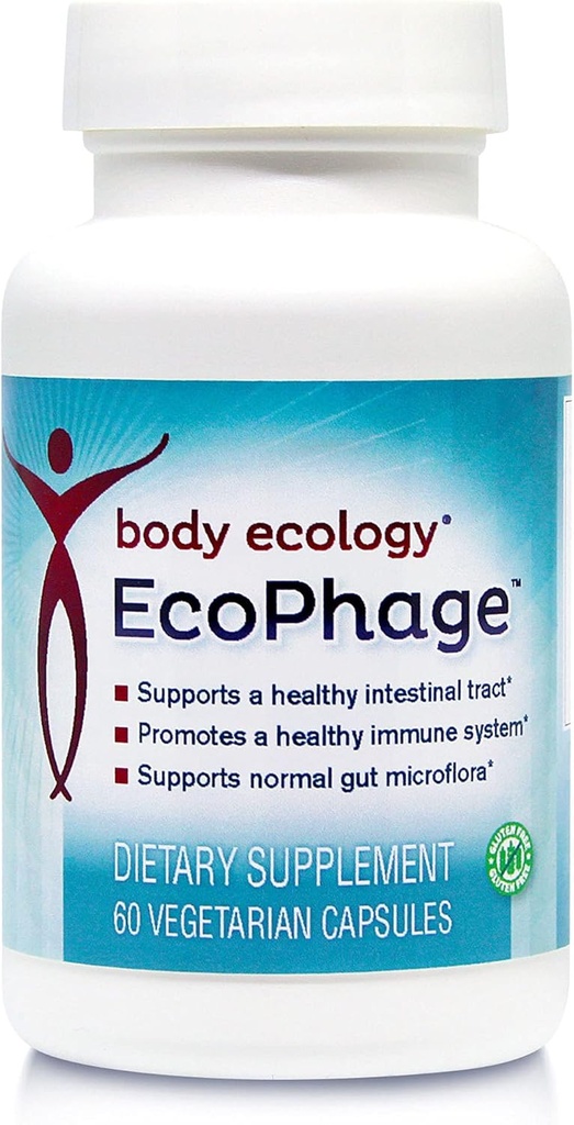Body Ecology EcoPhage | Bacteriophage Prebiotic and Probiotic Supplement | Promotes Healthy Immune and Supports Healthy Intestinal Tract | 60 Vegetarian Count