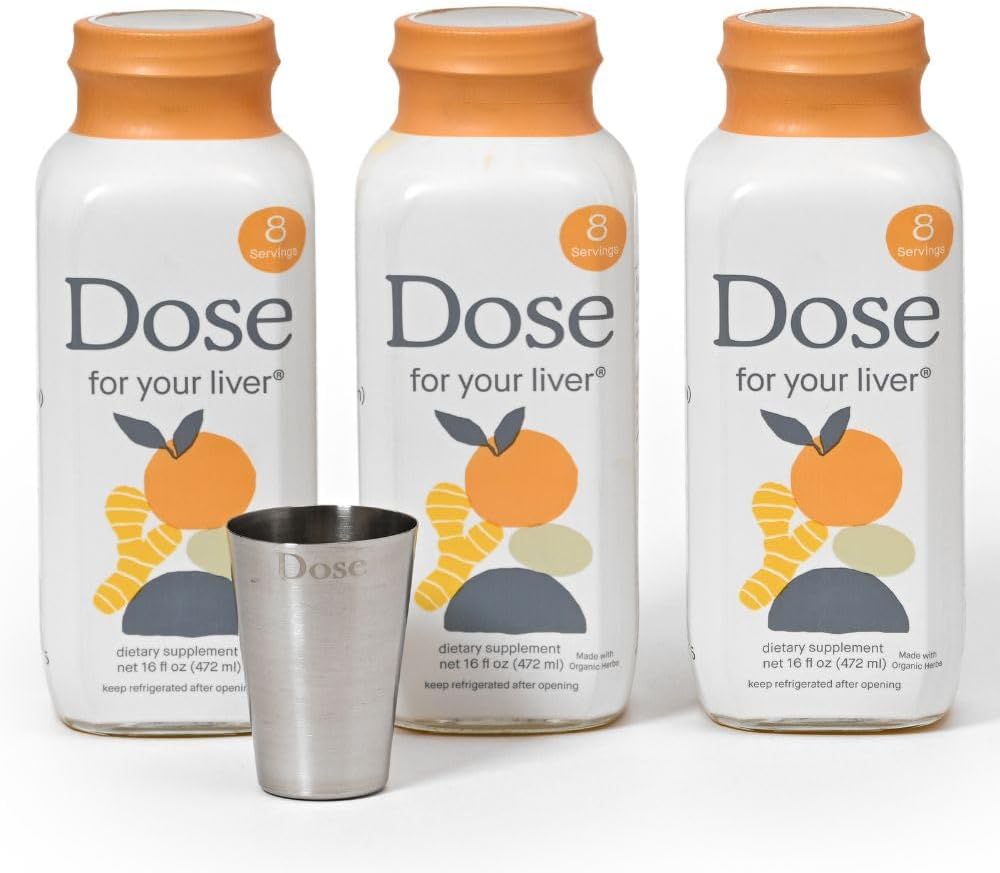 DOSE for Your Liver Cleanse Detox & Repair, Made with Organic Milk Thistle Supplement with Turmeric, Dandelion, Ginger, and Orange, Supports Healthy Liver Function,16oz Bottle, 3 Pack (3 Week Supply)