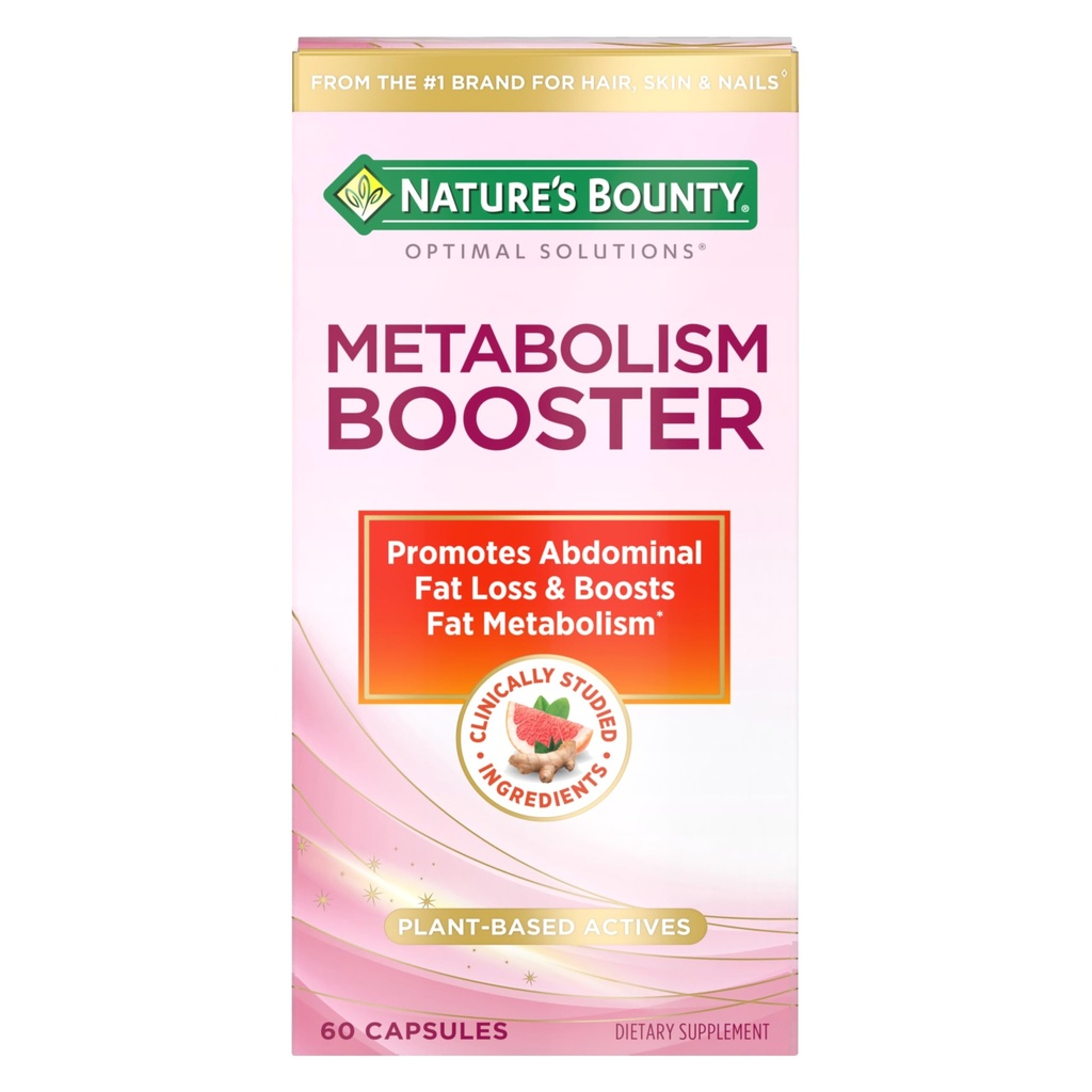 Nature's Bountyの最適ソリューションMetabolismブースターサプリメント、Boots脂肪代謝、Citrus抽出物とブラックジンジャー、60カプセルで腹部の脂肪損失を促進
