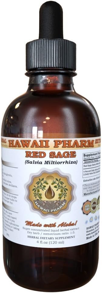 ハワイファームレッドセージ(サルビアMiltiorrhiza)液体エキス、チンキ、ハーブサプリメント、米国製2 fl.oz