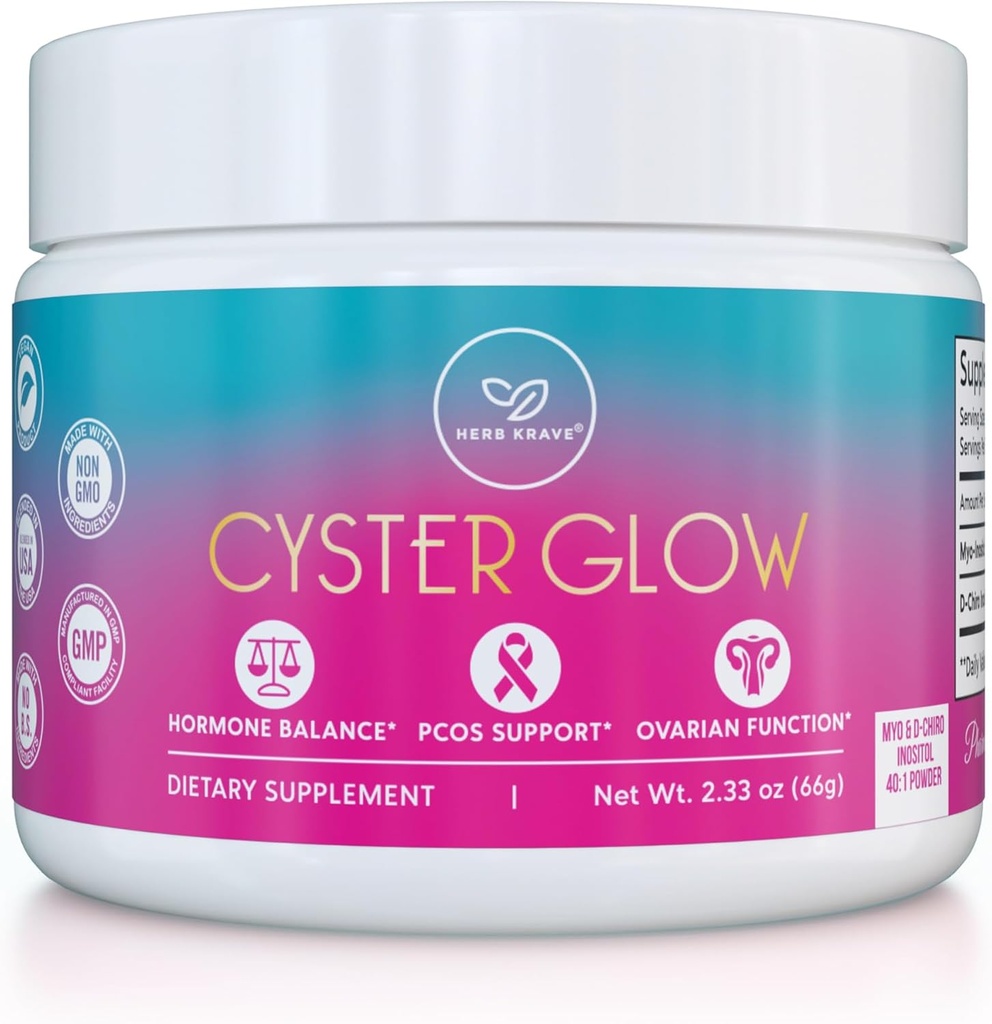Cyster Glow Premium Myo-Inositol と D-Chiro Inositol パウダー PCOS 女性のためのサプリメント -Ideal 40:1 比率ホルモンバランス、豊饒、健康な卵巣機能 -ビタミンB8-30 デイサプライズ