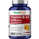 ヌサピュアビタミンB12-5000 MCG 150 ベジギーカプセル(非GMO、ビーガン) - 最大強度ビタミンB12