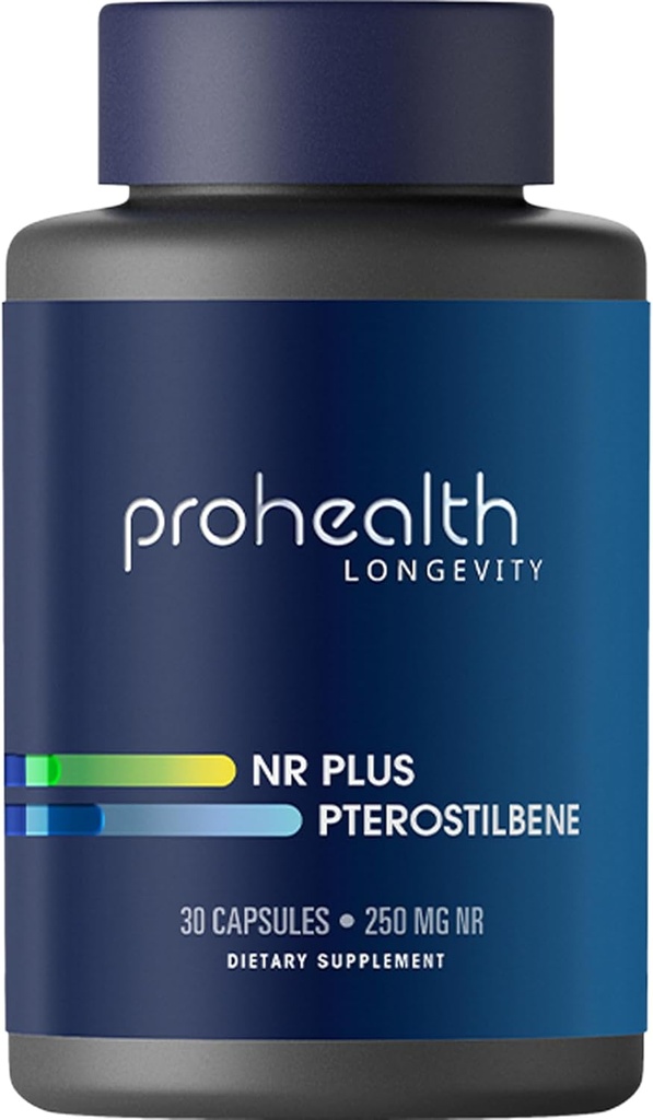 プロヘルスNR + Pterostilbene。 長寿、エネルギー、健康な老化を促進します。 ハート+脳の健康を保護します。 細胞修理を支えて下さい。250mg Niagen Nicotinamideの肋骨+ 40mg Pterostilbene、30の帽子