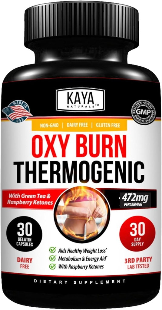 Kaya Naturals Oxy Burn - Thermogenic Herbal Formula for Active Living – Non-GMO & Gluten-Free – 30 Count