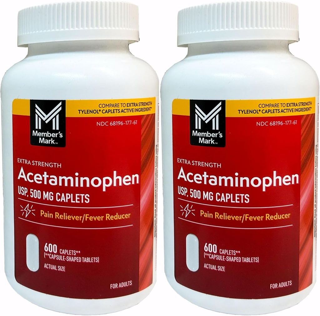 会員の印500mgの余分強さのアセトアミノフェンのメガ サイズ2Pack (それぞれ600の計算) 7hm2Dcs