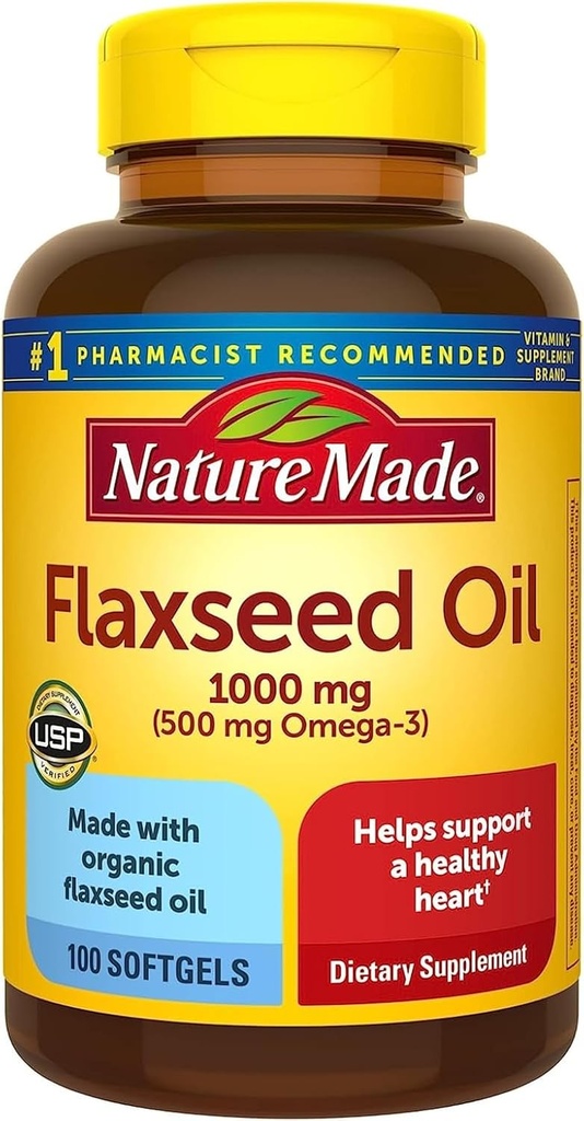 性質によって作られた亜麻仁油1000mg、100の液体のSoftgels (4のパック)