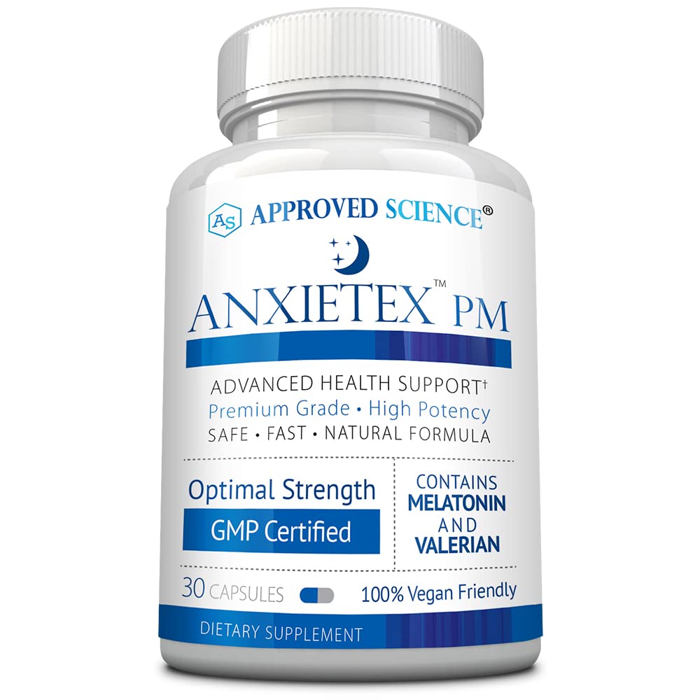 承認された科学のAnxietexの夜 - 心配と不満、睡眠井戸 - バレリアン、パッションフラワー、チャモミール - 30カプセル - ビーガンサプリメント - アメリカ製