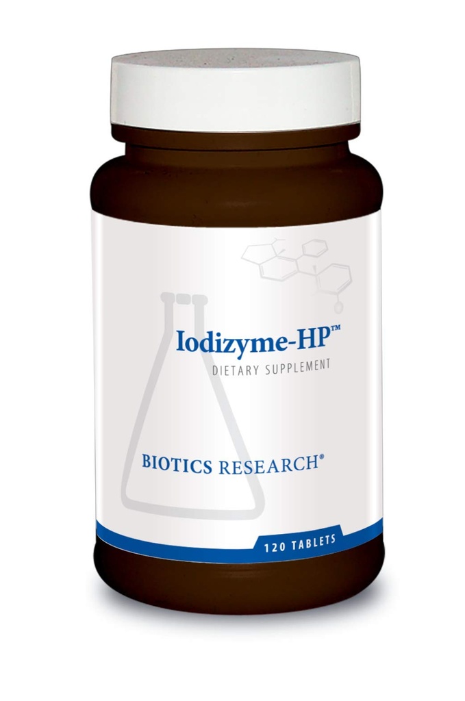 バイオティクス研究Iodizyme HP Iodine、甲状腺サポート、細胞代謝、エネルギーの促進、メタボリック機能のサポート、T3、T4、TSH 120タブレット