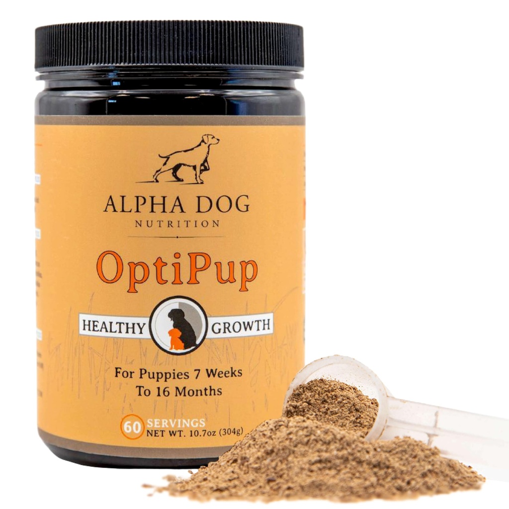 アルファ ドッグ栄養 OptiPup All-in-1 子犬マルチビタミンは、プロバイオティクスおよび消化器サポート、皮膚および免疫の健康、および最適成長(60 のサービング)のためのプレバイオティクスを含む31のスーパーフードを含んでいます