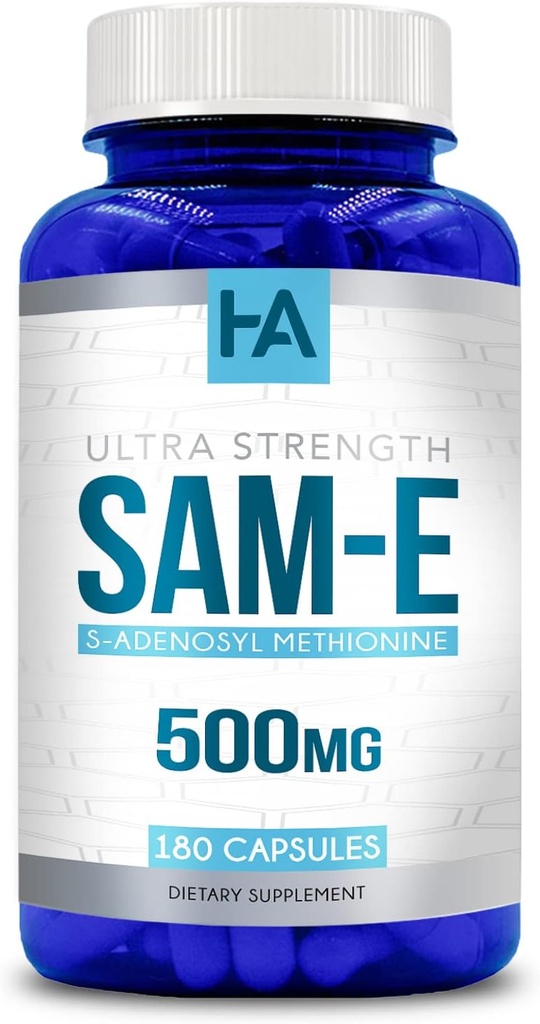 高強度500mg SAM Eサプリメント | S-Adenosyl Methionine SAMe 男性と女性のための骨の関節と気分のサポートのためのサプリメント | ビーガン非GMO&米国cGMPラボ製 (180 ベジギーカプセル)