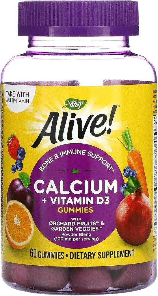 ネイチャーズ・ウェイ・アライブ! カルシウムプラスDグミ、100mg、60CT