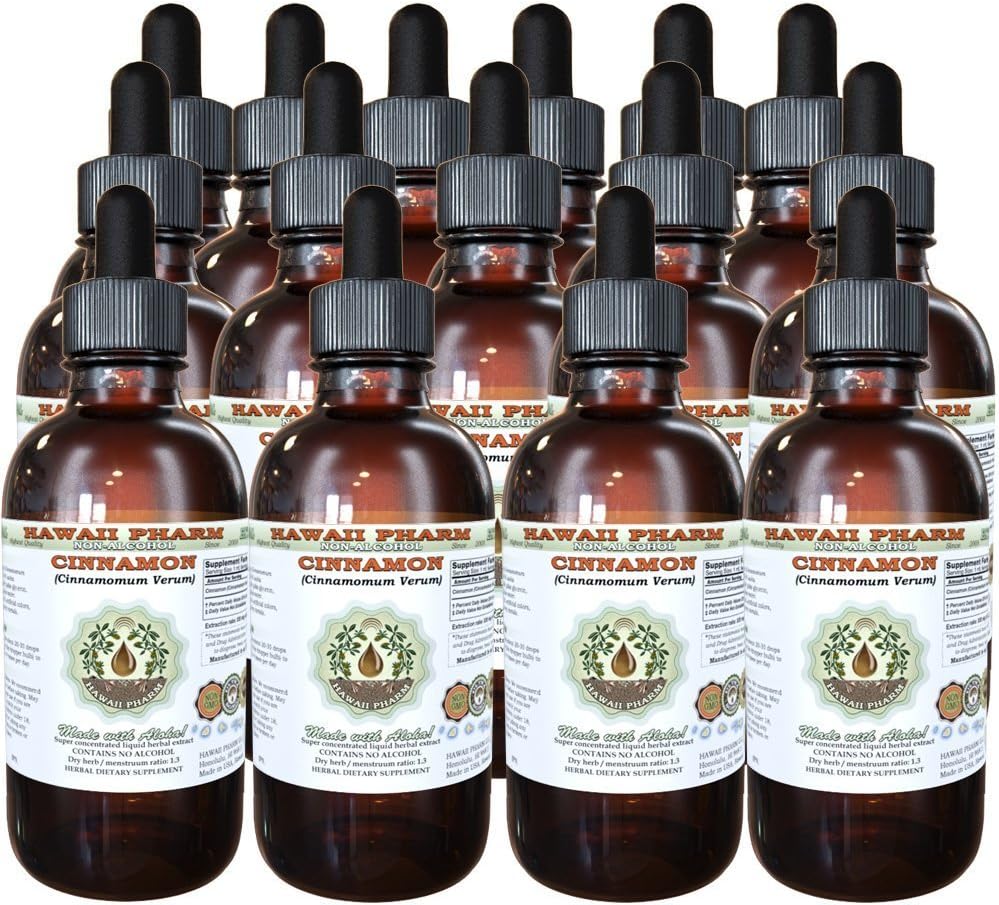 シナモンアルコールフリー液体エキス、シナモン(Cinnamomum Verum)ドライバークグリセライトハワイファームナチュラルハーブサプリメント15x4オンス