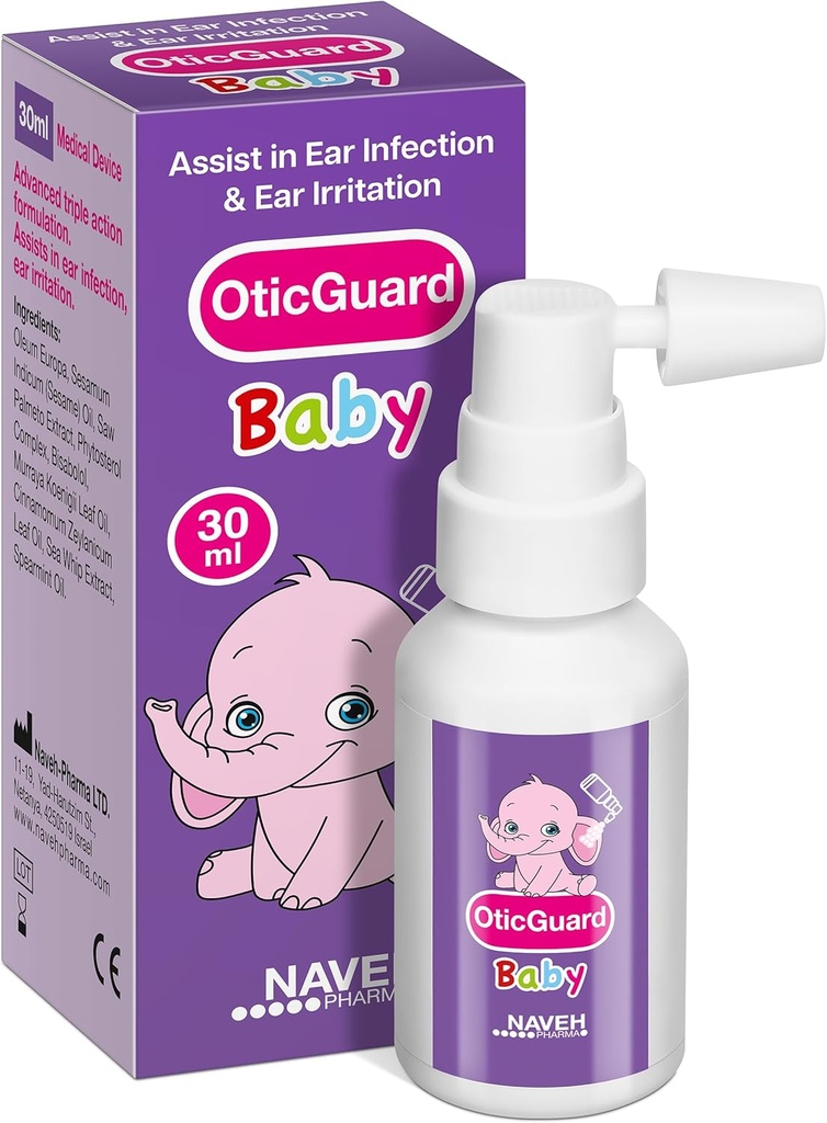 NAVEH PHARMA Otic Guard Baby Ear Drops - 耳のワックス除去と感染の救済のための天然耳油 - 赤ちゃん、トドル、子供のための穏やかな耳クリーナー - かゆみの耳&スイマーの耳