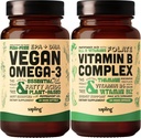 Vegan Omega 3 & Vegan Vitamin B Complex Bundle - Plant-Based DHA & EPA Fatty Acids, Essential B Vitamins with Whole Food Blend, B1, B2, B3, B5, B6, B7, Folate