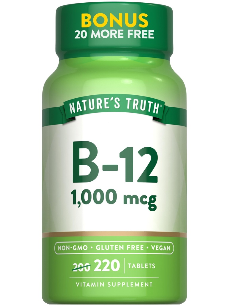自然の真理ビタミンB12錠 | 1000 mcg | 220カウント | 完全菜食主義者、非GMO&グルテンフリーサプリメント