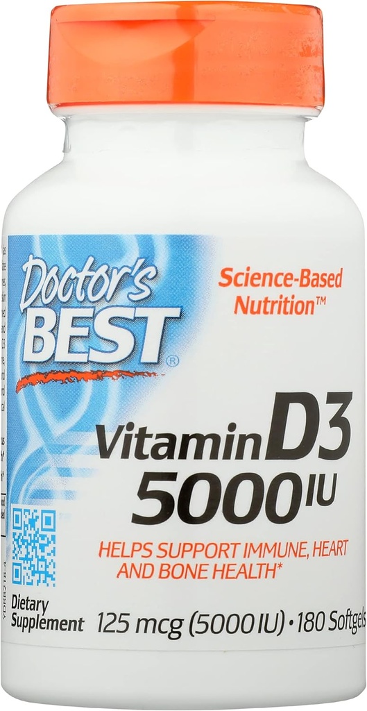 医者の最もよいビタミンD3 5000IU、非GMO、180のSoftgel (1のパック)