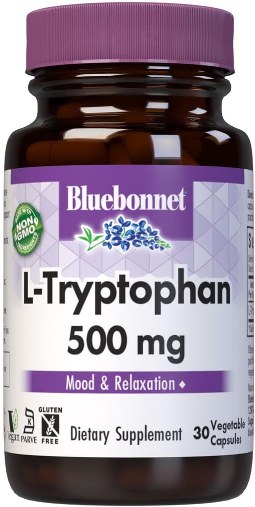BlueBonnet L-Tryptophan 500 mgビタミンカプセル、30カウント