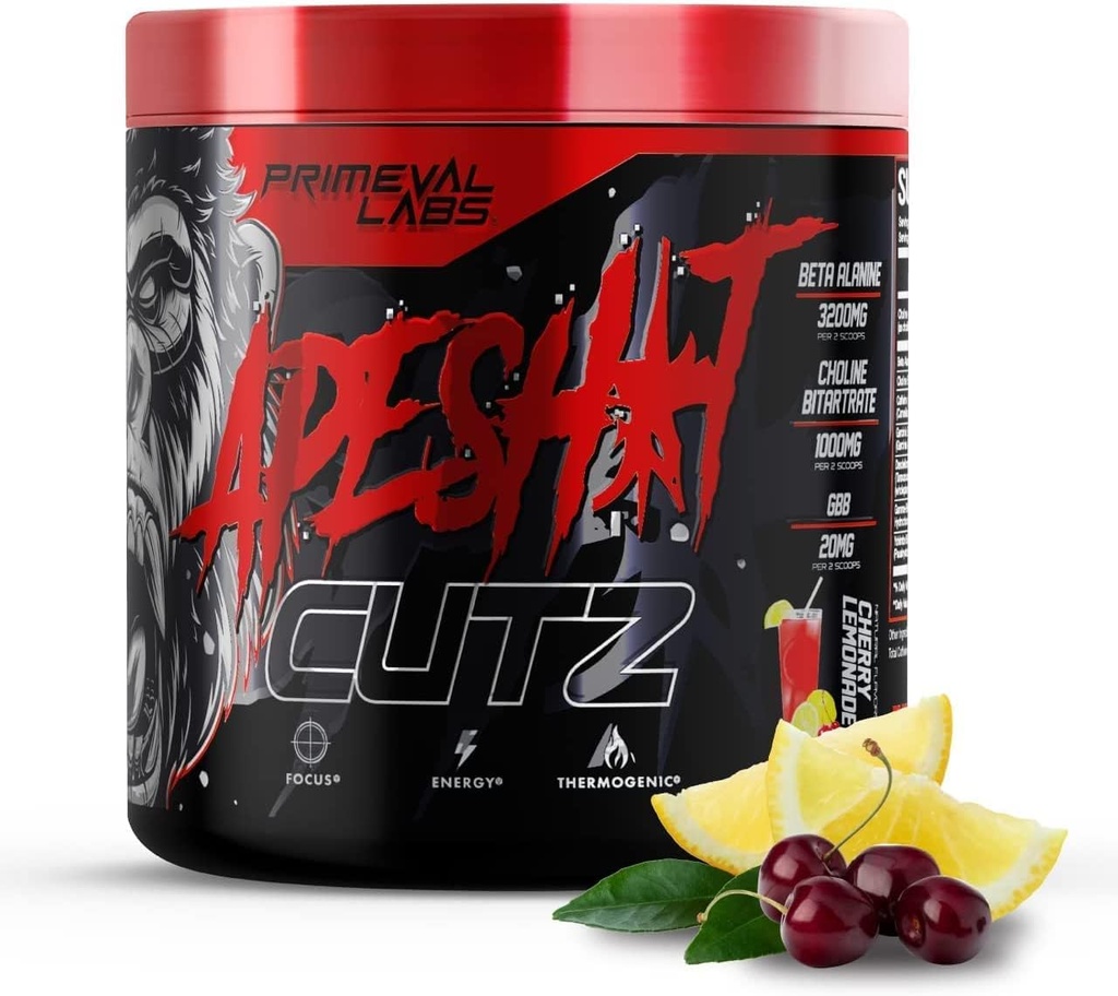 プライムバルラボ Ape Cutz Pre Workout Powder for Men and Women | 科学的にフォーミュラ | ベータアラニンによるパフォーマンスの向上 | ポストワークアウトドリンク&エナジーブースター50 サービングチェリーレモネード