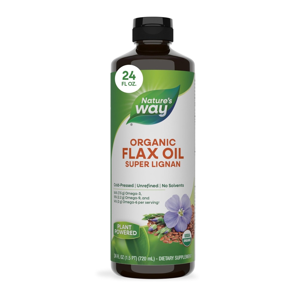 Nature's Wayオーガニックフラックスオイルスーパーリガン、コールドプレス、未精製、24 Fl Oz