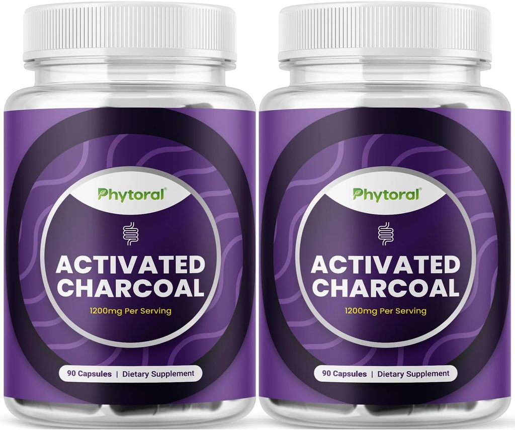 活性炭ピルデトックス&クレンジング - ブロッティング救済のためのサービングあたり1200mgのココナッツカプセルを浄化 - 体と腸の健康のためのアクティブ解毒サプリメント - 90カウント - 2パック