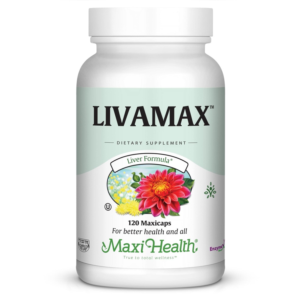 Maxi Health Livamax - 肝フォーミュラ - ミルクのアザミとタンポジオンルート - 120カプセル - Kosher