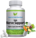 Nerve Support - Advanced Nerve Relief with Alpha Lipoic Acid 600 mg - Nerve Vitamins for Ease of Hands, Legs, and Foot Aches - 60 Capsules/NEW - 60 Day Supply