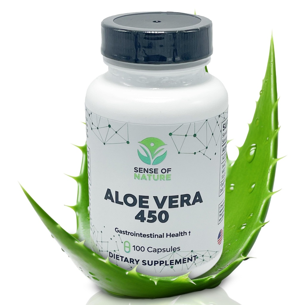 Aloe Vera 450カプセル オーガニック | 非GMOアロエベラピル | USDA Organic Aloe Veraのサプリメントで製造 | ダイジェスト&ジョイントサポートサプリメント