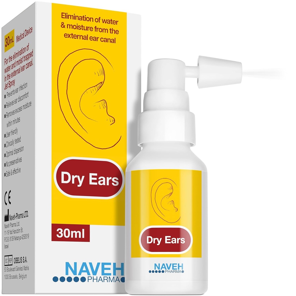 NAVEH PHARMAドライイヤー - 調光器イヤードロップスプレー - 耳に刻まれた大人と子供のための耳の乾燥ドロップ/削除水は、痛み、感染症、および難聴を防ぎます(1 Fl Oz)