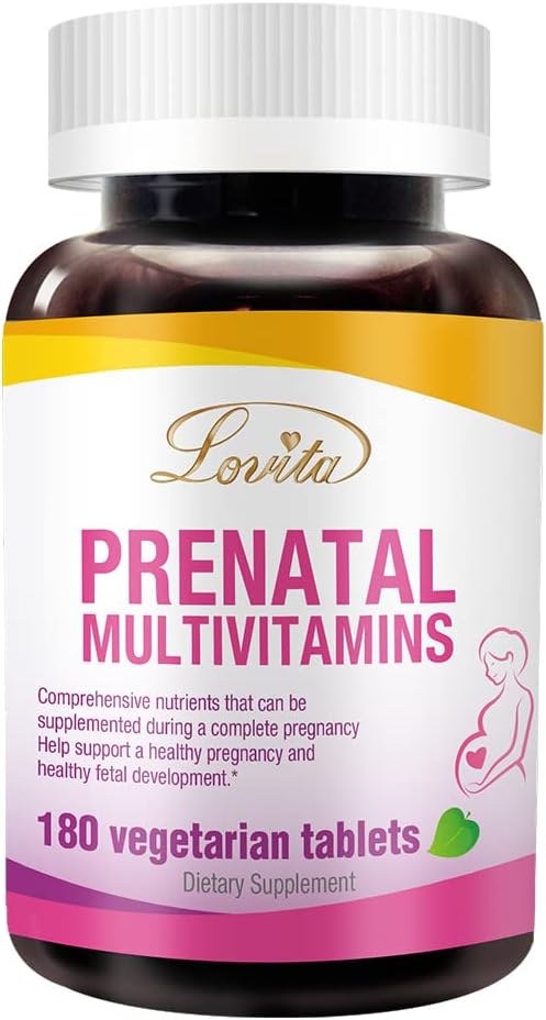 Lovita Prenatal Multivitamins - 包括的な栄養素のサポート 前に、耐久性、およびポスト妊娠 - 180 ベジタリアンタブレット