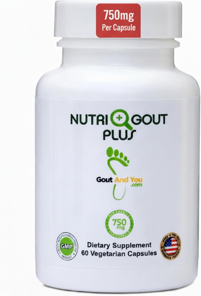 Gout and You NutriGout Plus - Uric Acid Support Premium Formula - 60 Vegetarian Capsules - 750 mg per Capsule
