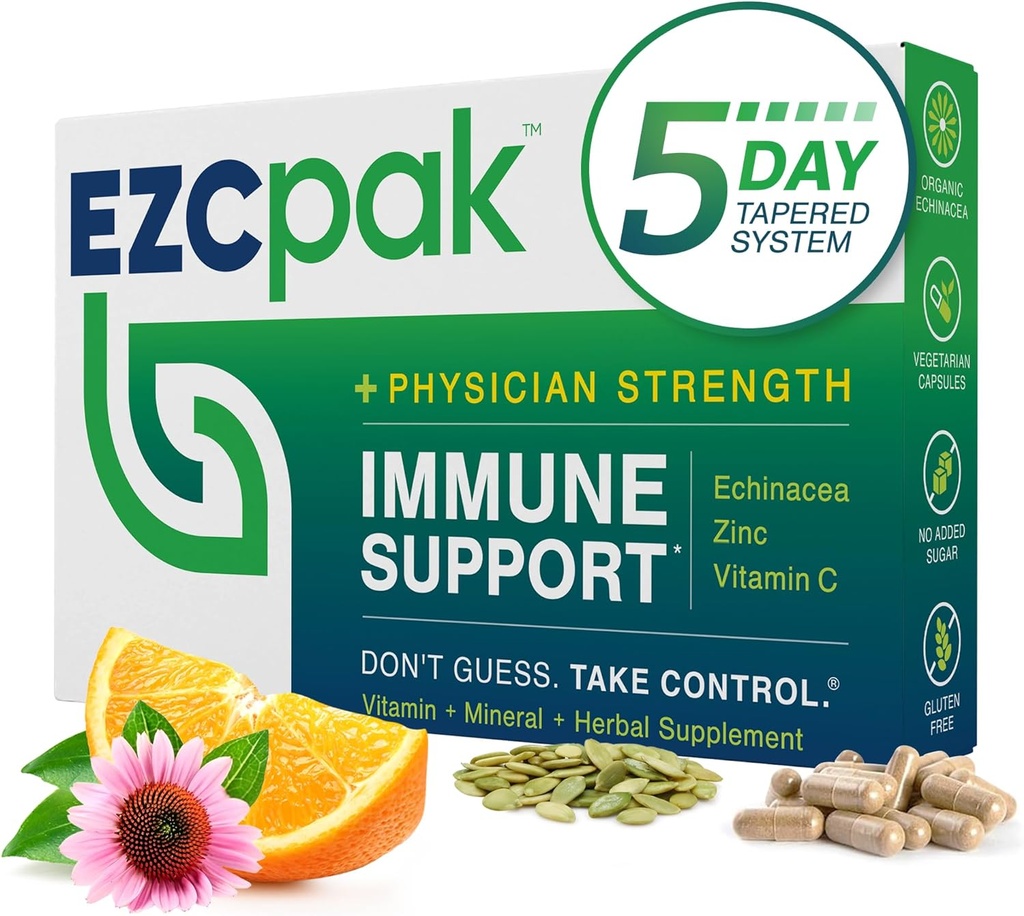EZC Pak 5-Day Tapered Immune Support Booster - Vitamin Immune Support Supplement, Echinacea, Zinc Vitamin C, Vitamins for Immune System Support, Immune Boosters for Adults - Immune Support Vitamins