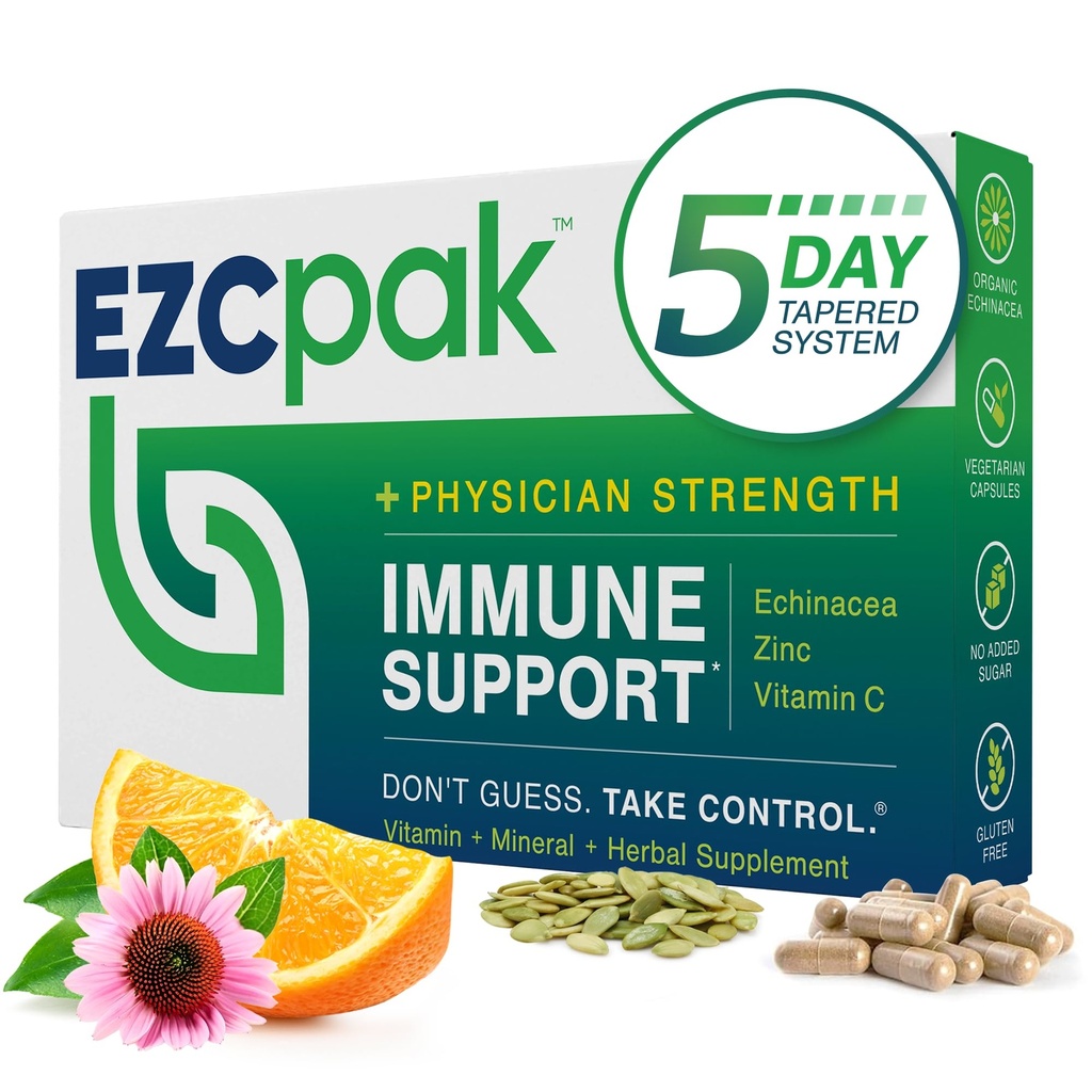 EZCのパック5日の先を細くされた免疫サポート ブースター - ビタミンの免疫サポート補足、Echinacea、亜鉛ビタミンC、免疫システムサポートのためのビタミン、成人のための免疫ブースター - 免疫サポートビタミン