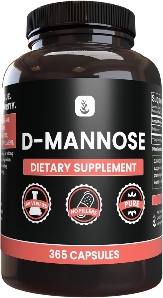 ピュアの元のINGREDIENTS D-Mannose (365のカプセル)マグネシウムか米の注入口無し、常に純粋な実験室は確認しました