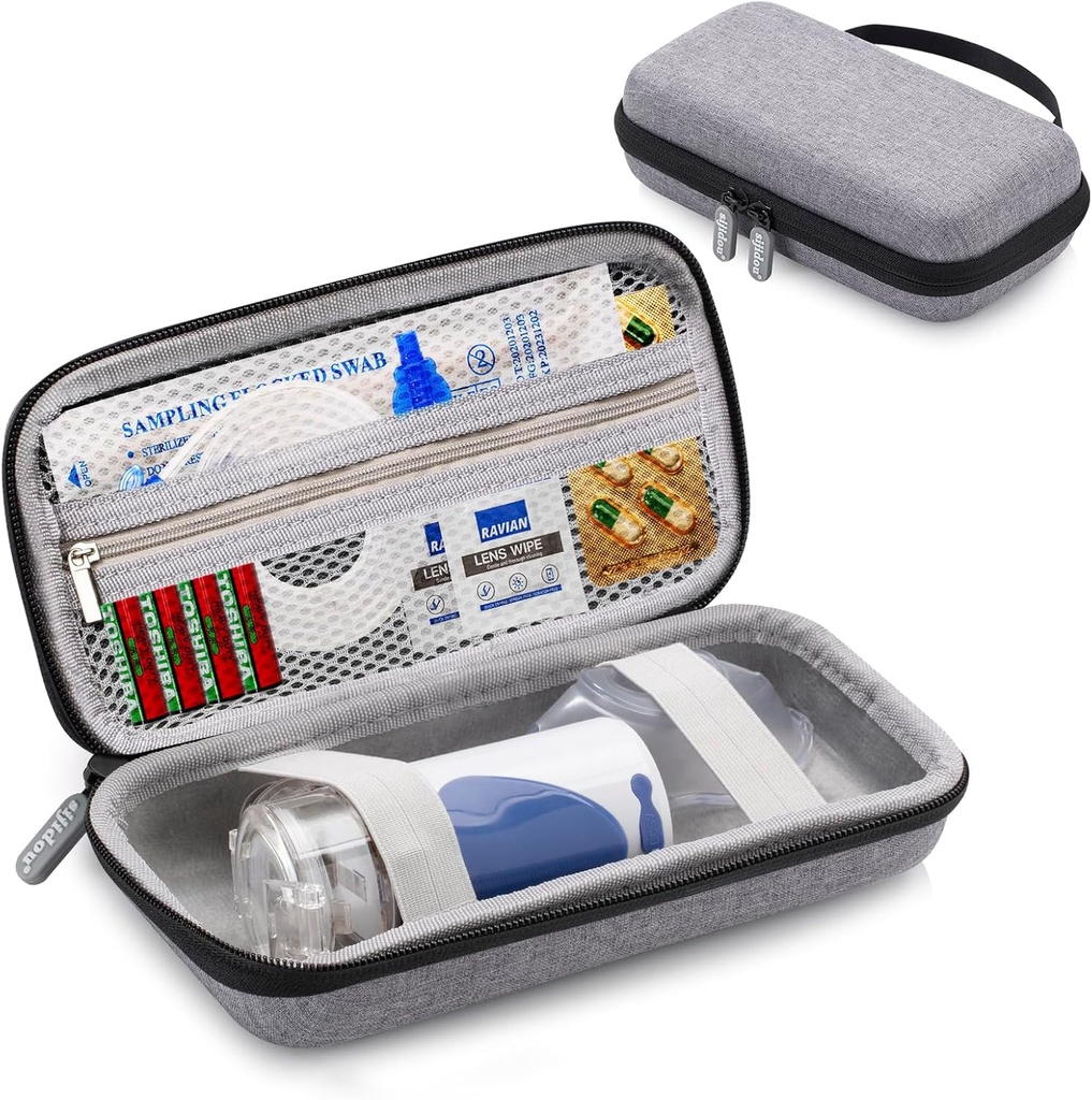旅行のための携帯用噴霧器箱、子供及び大人の手持ち型の喘息機械、医学の供給のオルガナイザー、コードのための電子オルガナイザーの箱、充電器(灰色)