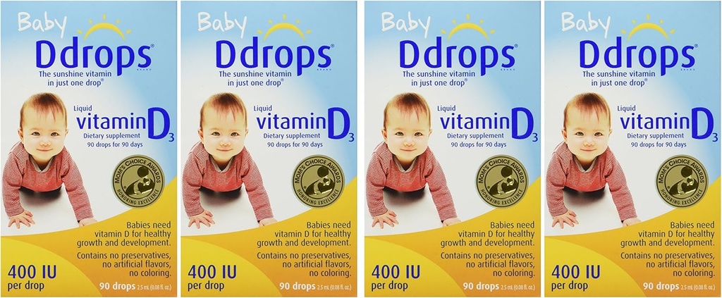 Ddropsの赤ん坊400 Iu 90は0.08液体のOunce (4のパック)を落とします