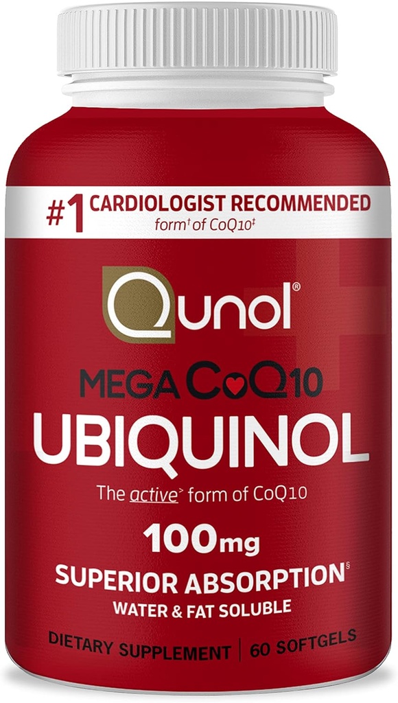 Qunol Ubiquinol CoQ10 100mg Softgels、メガUbiquinol 100mg - 優れた吸収 - 心臓の健康と健康な血圧レベルのためのCoenzyme Q10のアクティブフォーム - 2ヶ月の供給 - 60カウント