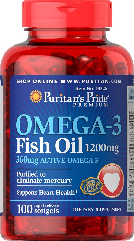 Puritan's Pride Omega-3フィッシュオイル1200mg(360mgアクティブオメガ-3) - 100Softgels