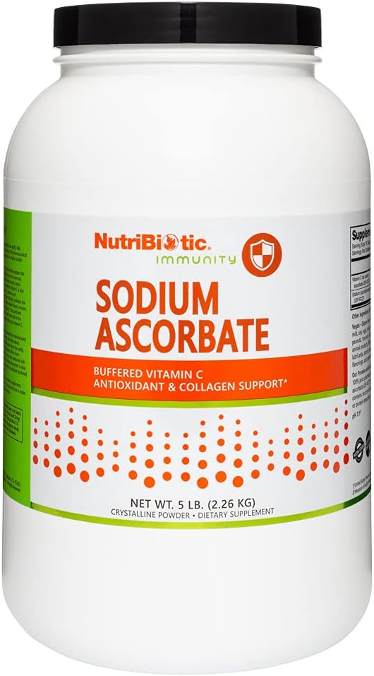 NutriBiotic - Sodium Ascorbate Buffered Vitamin C Powder, 5 Lb | Vegan, Non-Acidic & Easier on Digestion Than Ascorbic Acid | Essential Immune Support & Antioxidant Supplement | Gluten & GMO Free