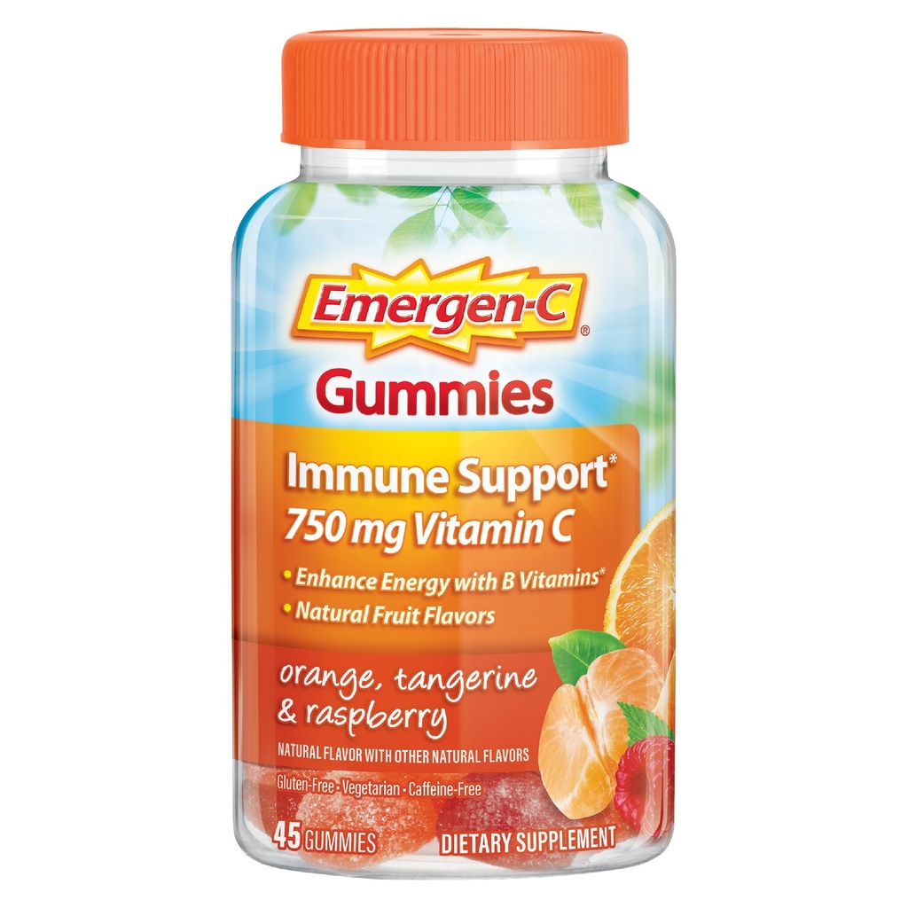 大人のためのEmergen-C 750mgビタミンCのグミ、Bビタミン、グルテンフリー、オレンジ、タンジェリンおよびラズベリーの味の免疫のグミ - 45カウント