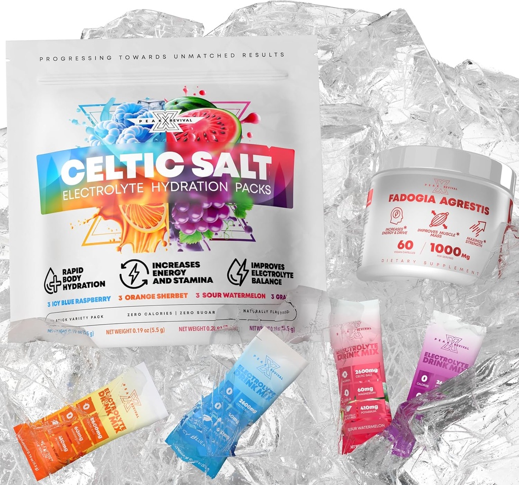 Fadogia Agrestis 1000mg/サービングの補足+電解質の粉のパケットのCelticの塩12の電解物のパケット