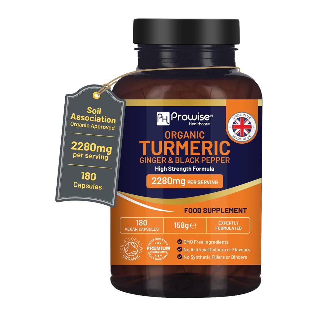 ターメリック2280mg(高強度)ブラックペッパー&ジンジャー - 180ビーガンターメリックカプセル活性成分クルクミンI英国は、独自のヘルスケアによって作られた