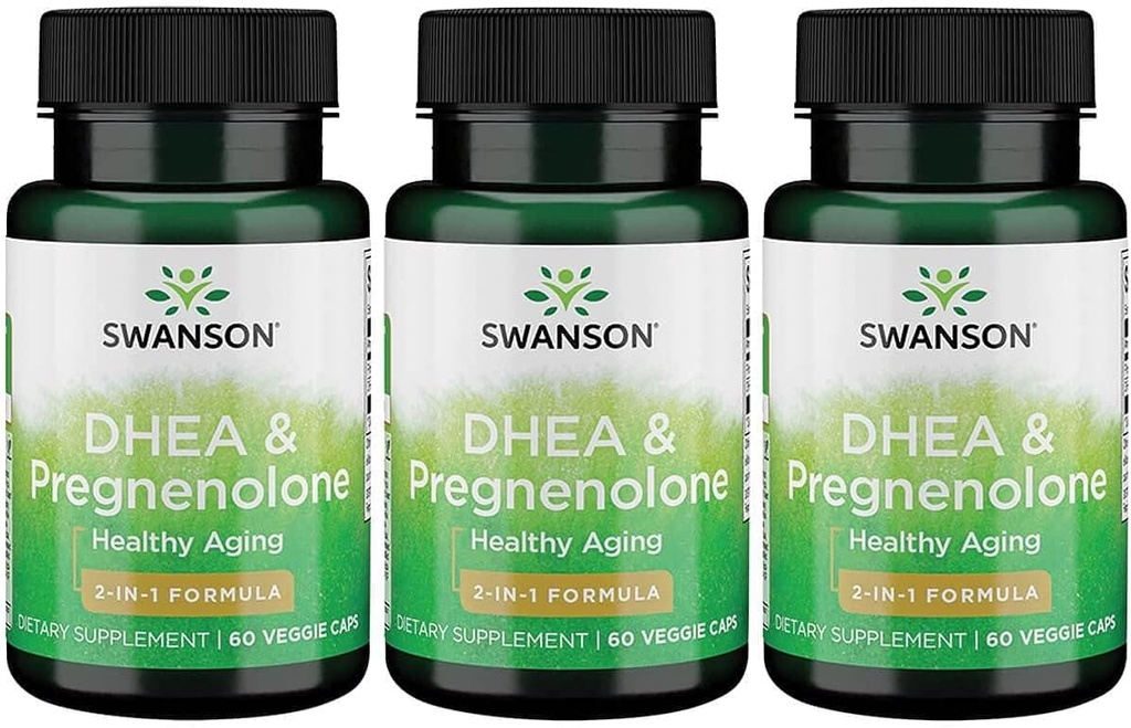 Swanson Dhea と Pregnenolone のコンプレックス 60 ベジッド カプセル (3 パック)