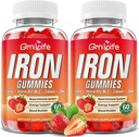 Iron Gummies for Women, Men & Kids, Sugar Free Iron Supplement with Calcium, Zinc, Folate & Vitamin B12, C, B6 - for Blood Building & Energy Support, Anemia, Strawberry, 120 Count