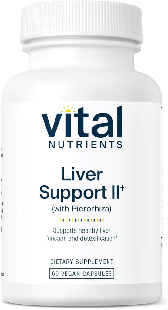 Vital Nutrients LiverサポートII with Picrorhiza, ミルクアザミとクルクミン | ビーガンサプリメント | ヘルシーな肝臓機能をサポートするためのハーブの組み合わせ | グルテン, 乳製品と大豆無料 | 60カプセル
