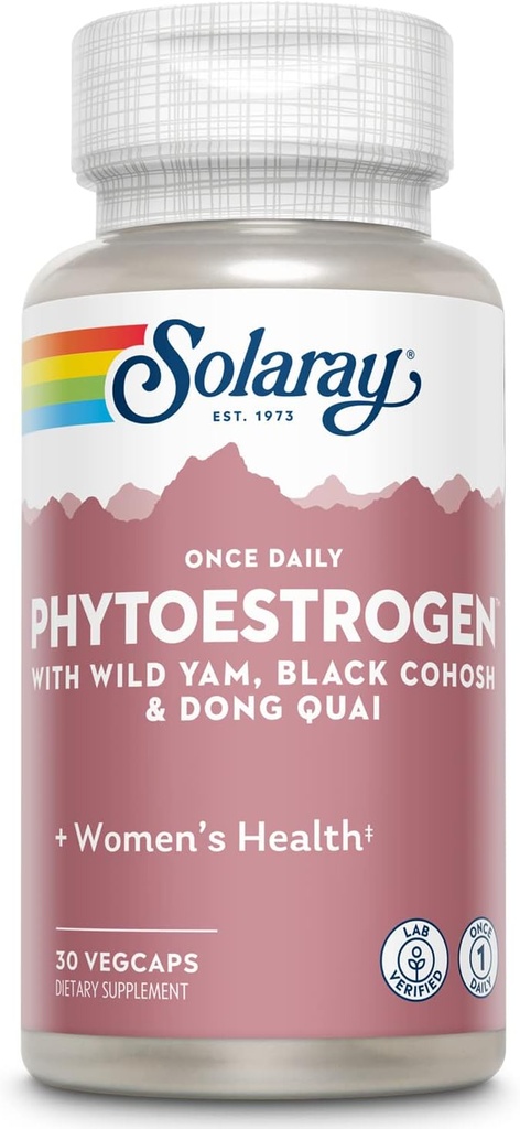 SOLARAY Once Daily Phytoestrogen - Phyto Estrogen Supplement for Women with Black Cohosh, Dong Quai, Wild Yam, Soy Isoflavones - Women's Health Support - 60-Day Guarantee, 30 Servings, 30 VegCaps