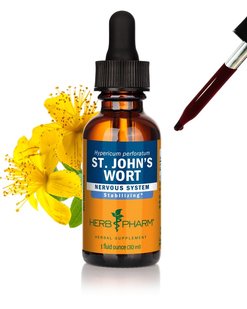Herb Pharm St. John's Wort Liquid Extract for Positive Mood and Emotional Balance, Caneアルコール, 1 オンス